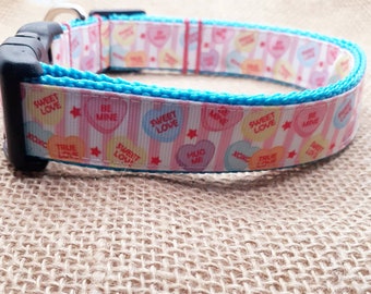 Valentine's Day Candy Hearts Dog Collar for Medium  Dogs