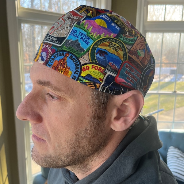 PARQUES NACIONALES parche parche parches cráneo exfoliante sombrero cirugía gorra quirúrgica O algodón lavable hombres