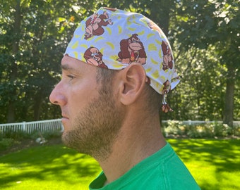 DONKEY KONG dk banana skull scrub hat surgery surgical cap OR washable cotton men’s