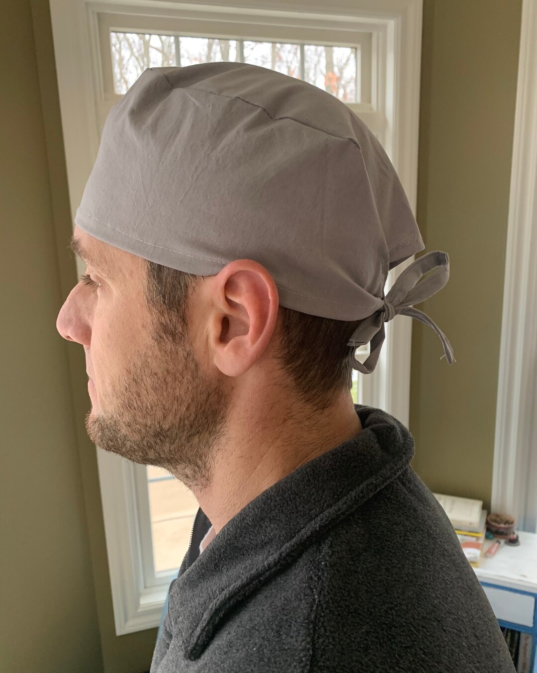 Mens Plain Grey Gray Solid Scrub Hat Surgery Surgical Cap OR Washable Cotton Etsy
