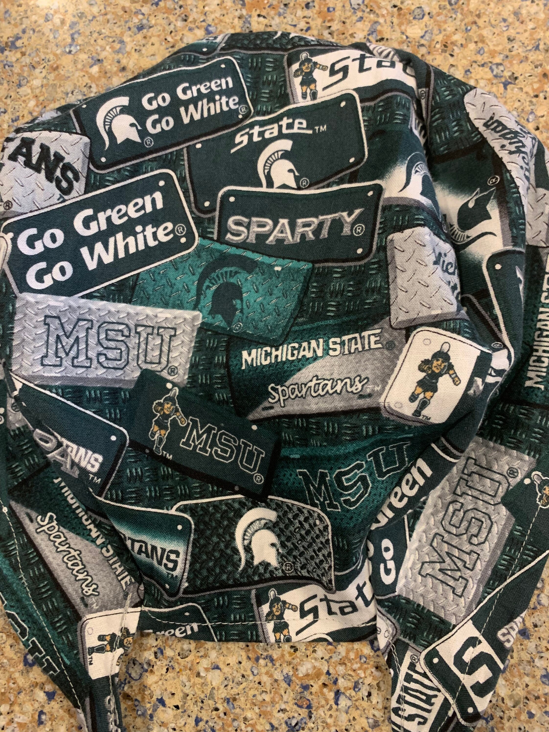 Mens Michigan State Msu Sparty Spartan Green White Scrub Hat Etsy