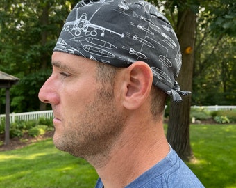 Hornet F-18 fighter blueprints jet plane skull scrub hat surgery surgical cap OR washable cotton men’s