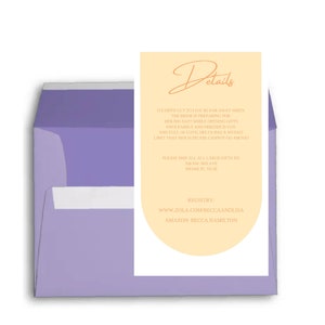 Chic Bridal Shower Detail Insert - Orange - Online Editable Template - 3x5 - Portrait