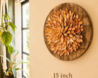 Decoración de pared con flores de concha / Arte con conchas de ostra / Adorno de pared bohemio costero / Regalo para casa de playa / Hoja de oro / Conchas de Sanibel