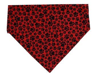 Small Paw Print Dog and Cat Bandana with Optional Personalization,  Bows and Bowties, and Hair Scrunchie
