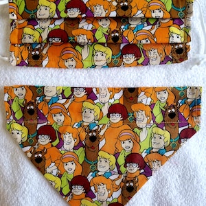 Scooby Doo Dog and Cat Bandana with Optional Personalization, Matching Mask and Hair Scrunchie
