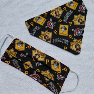 Pittsburgh Pirates Dog and Cat Bandana with Optional Personalization,  Bow or Bowtie, Matching Mask, and Hair Scrunchie