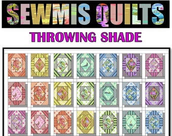 Throwing Shade Quilt Pattern PDF featuring Tula Pink’s Everglow and Neon True Colors - Instant download