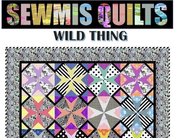 WILD THING Whimsical Modern Quilt Pattern PDF Featuring Linework and True Colors by Tula Pink 65x78