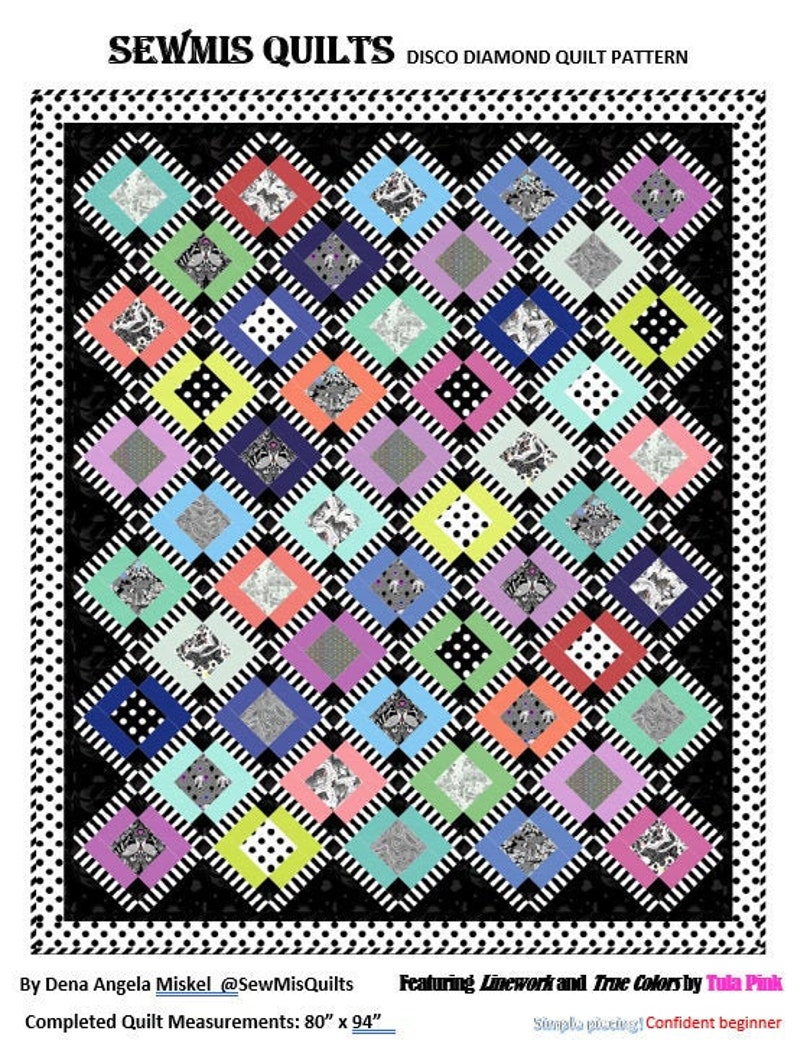 NEW Modern DISCO DIAMOND Quilt Pattern Featuring Linework and Etsy
