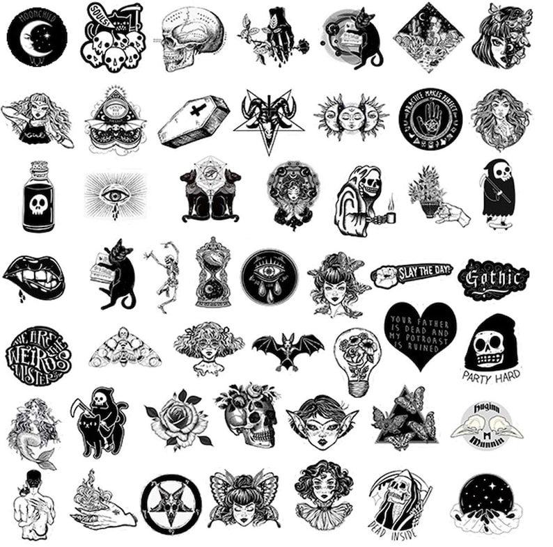 Gothic black and white Random Stickers FREE STICKERS Etsy
