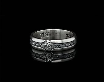 Rustic Hammered Sterling Silver Ring, Nature Inspired Wedding Band