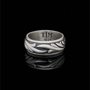 Engraved Handmade Silver Men&#39;s Ring, Fashionable Wedding Ring, Sterling Silver 925, Dainty Ring, Personalized Ring, Biker Ring, Comfort Fit