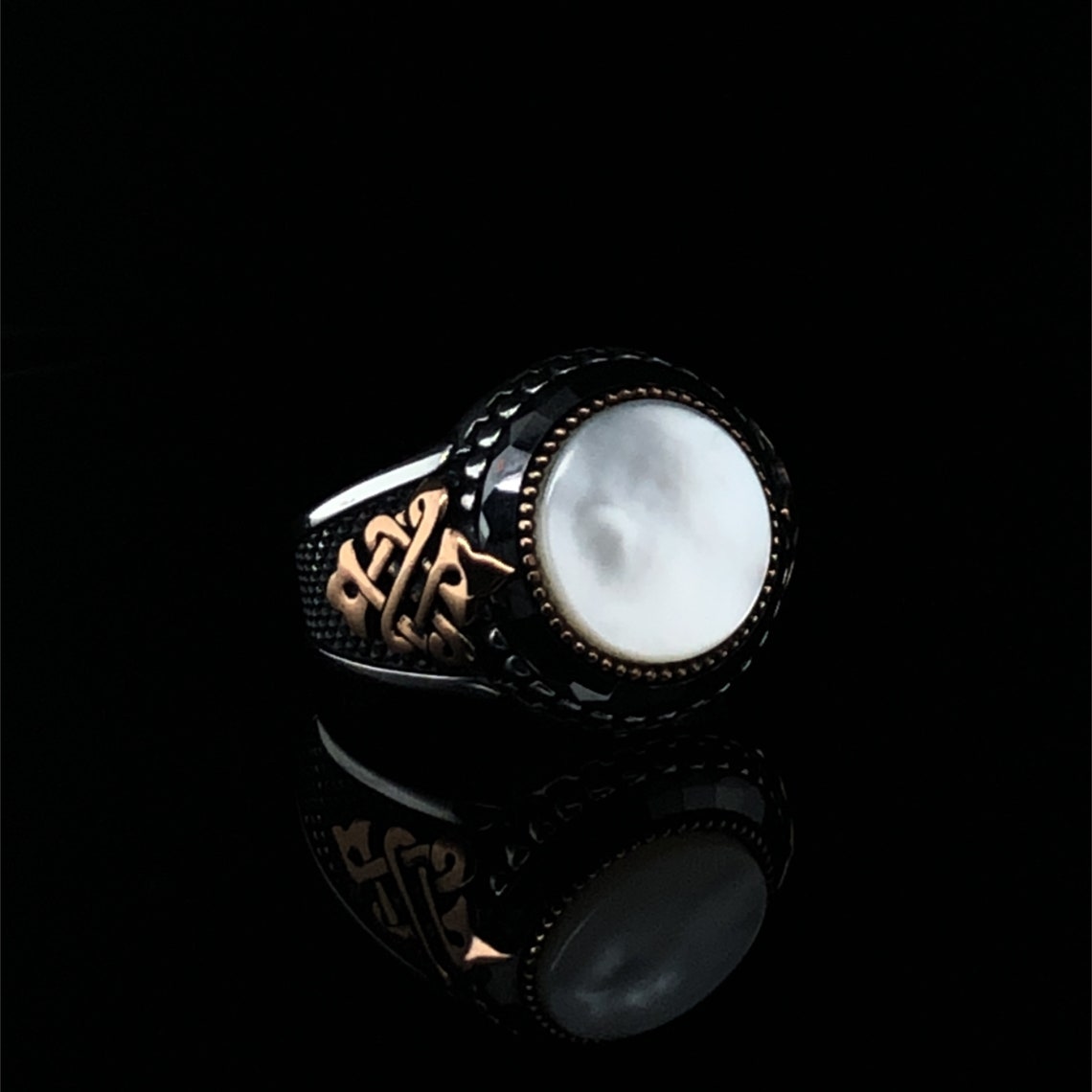 Mother of Pearl Men's Ring Sterling Silver Elegant Etsy