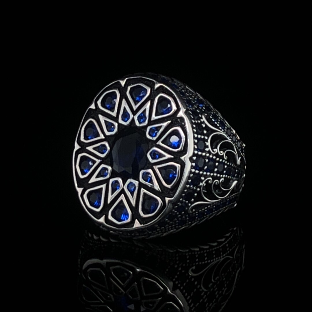 Blue Stone Silver Rings Zircon Stone Silver Ring Handmade - Etsy