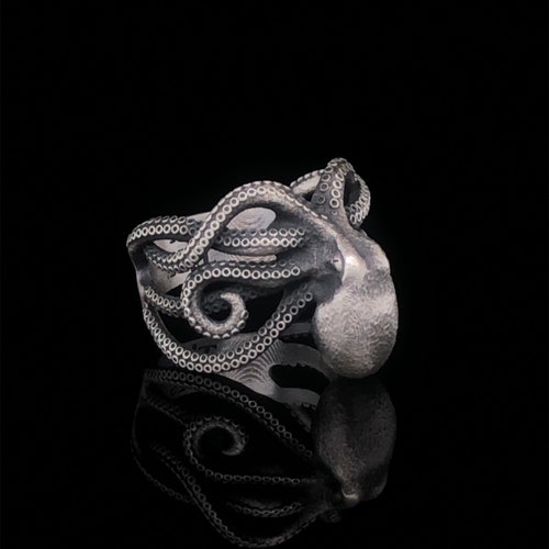 Silver Octopus Ring Ring for Men Art Octopus Ring Etsy