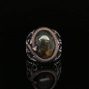 Unique Pietersite Sterling Silver Ring, Unusual Engagement Rings, Snake Symbol Ring, Handmade Jewelry, Eternal Lover Statement Ring