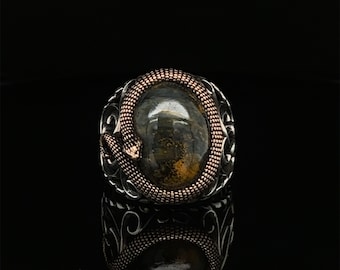 Unique Pietersite Sterling Silver Ring, Unusual Engagement Rings, Snake Symbol Ring, Handmade Jewelry, Eternal Lover Statement Ring