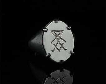 Satanic Statement Piece, Lucifer Gothic Ring in Sterling Silver