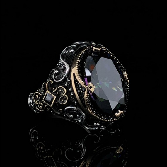 Handmade Mystic Topaz Ring Gemstone King Crown Design Silver Etsy India