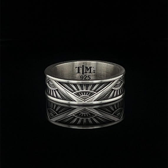 Love Band Ring Wide 9mm Engraved Sterling Silver Love Band Ring Wide 9mm Engraved Sterling Silver