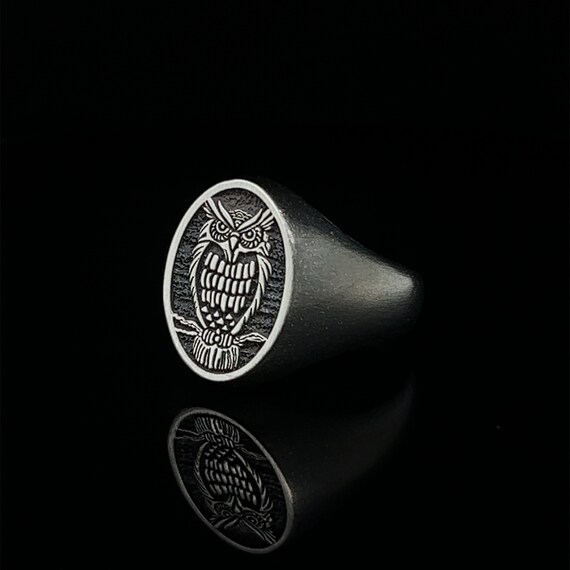 Anello Portafortuna Gufo In Argento Sterling 925, Vintage E Regolabile - Per Uomo E Donna