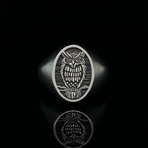 Owl Sterling Silver Ring,  Bird Lover Ring, Animal Jewelry, Vintage Owl Ring, Handmade, Signet Ring, Silver Owl Ring, Unique Gift
