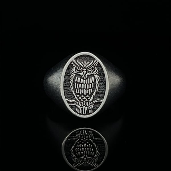 Vintage Owl Ring,  Handcrafted Sterling Silver Animal Jewelry