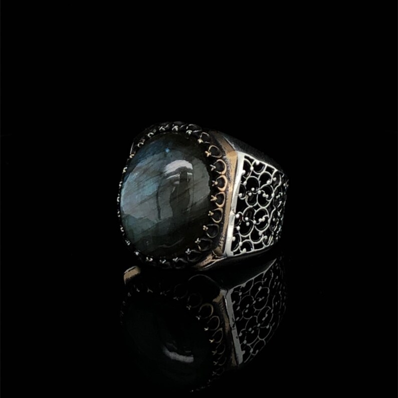 Rainbow Labradorite Classy Men's Ring Gemstone Natural - Etsy