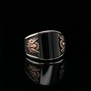 Onyx Classy Silver Ring, Oxidized Gemstone Ring, Alternative Medieval Jewelry, Warrior Ring, Authentic Ottoman Design, Ring For Men&#39;s, Gift