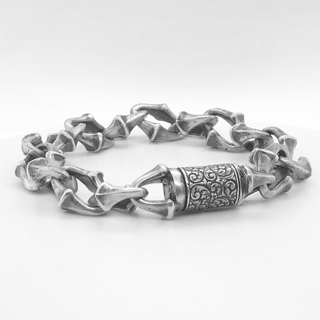 Men's Silver Bracelet Vintage Chain Bracelet Mens - Etsy