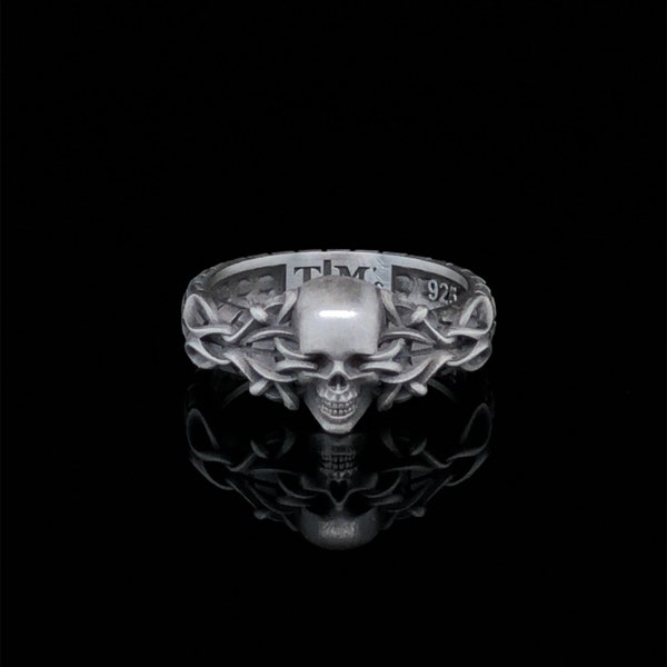 Tête de mort Punk chevalière, Boho tête de mort oxydée bague, bijoux gothiques, bague en argent Sterling, bague Unique cadeau pour idée, bague pour homme