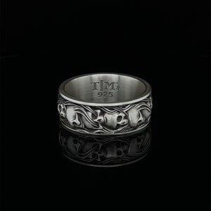 Skull Men&#39;s Biker Ring, Skull Punk Ring, Gothic Jewelry,  Sterling Silver Ring,  Cool Ring For Men, Signet Ring, Statement Ring