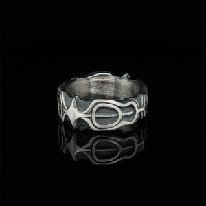 Brutalist Silver Ring, Oxidized Rustik Design Ring, Handmade, Rustik Jewelry, 9mm Wide Band Ring, Unique Wedding Band, Raw Silver Ring