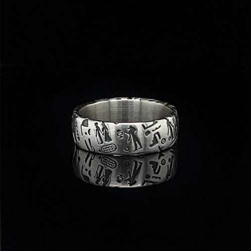 Sterling Silver Shen Ring, Egyptian Amulet Wedding Band