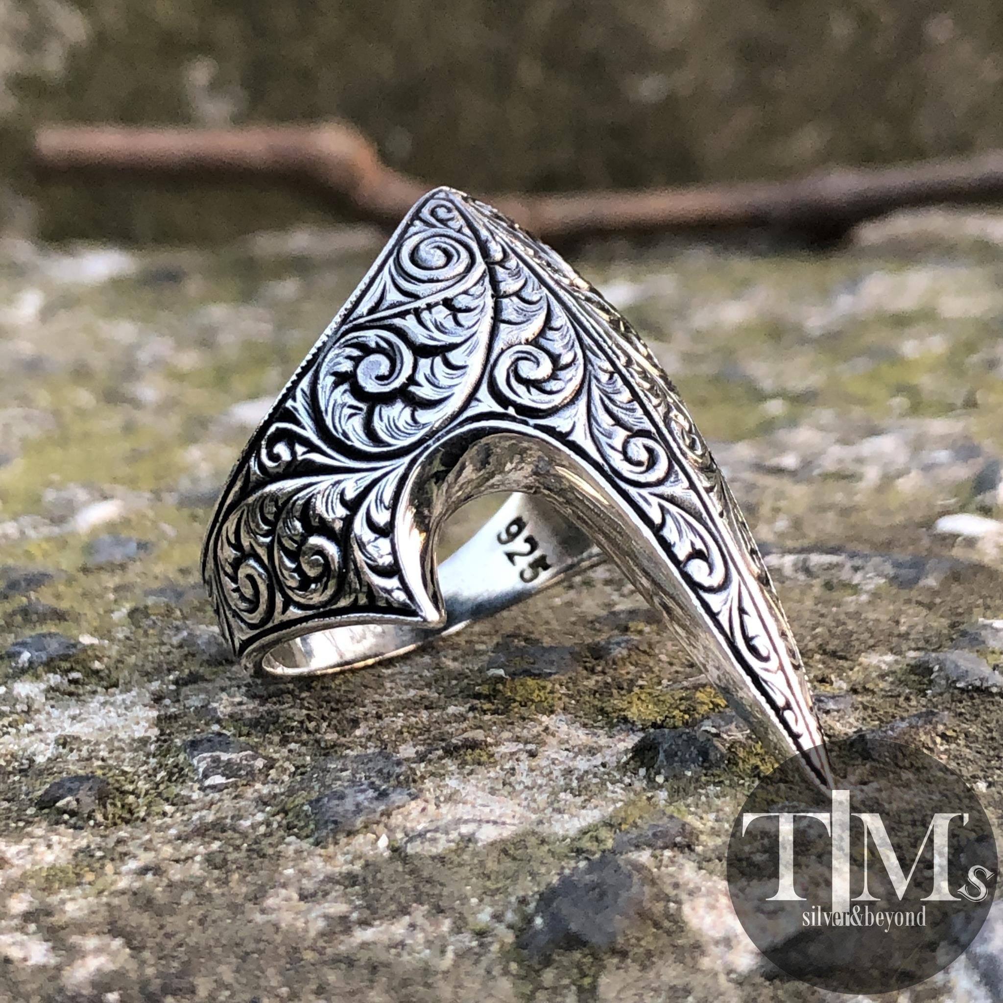 Men's Thumb Ring Norse Viking Large Band Ring Tribal Etsy