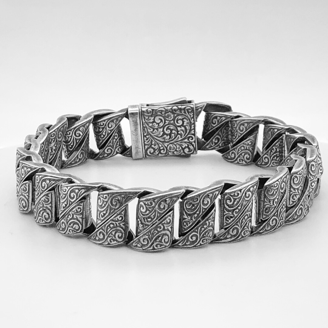 Men's Bracelet Sterling Silver Link Chain Bracelet Etsy