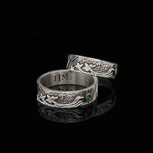 Handmade Tree Wedding Ring, His and Hers Promise Ring, Tree Jewelry, Nature Wedding Band, Tree Bark Ring, Comfort Fit, Wedding