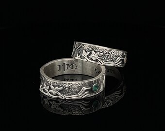 Handgemachter Baumring, sein und ihr Versprechen Ring, Baumschmuck, Natur Ehering, Baumrinde Ring, Comfort Fit, Hochzeit