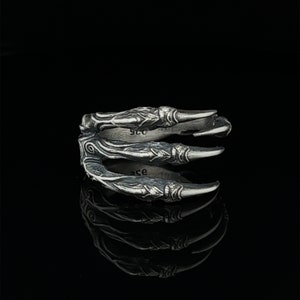 thumbnail image 2 of 925 Sterling Silver Bird Eagle Claw Wrap Ring - Adjustable, Gothic Punk Style, Unisex, Handmade In Thailand 2 of 5