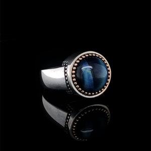 Tiger’s Eye Ring For Men, Blue Gemstone Ring,  Bohemian Jewelry, Protection Ring, Unisex Ring, Sterling Silver Ring, Statement Ring