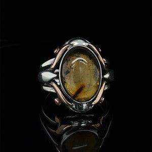 Baltischer Bernstein Ring, Eleganter Herren Ring, Bernstein Schmuck, Einzigartiger Design Edelstein Ring, Echter Bernstein, Vintage Bernstein Ring, Geschenkidee