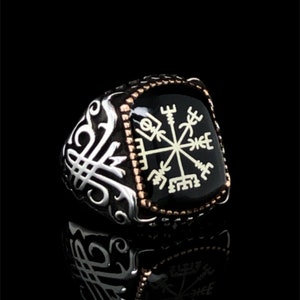 Viking Symbol Silver Ring, Protection Viking Ring With Norse Symbol, Celtic Ornament Silver Ring, Ring With Vegvisir, Best Gift Idea