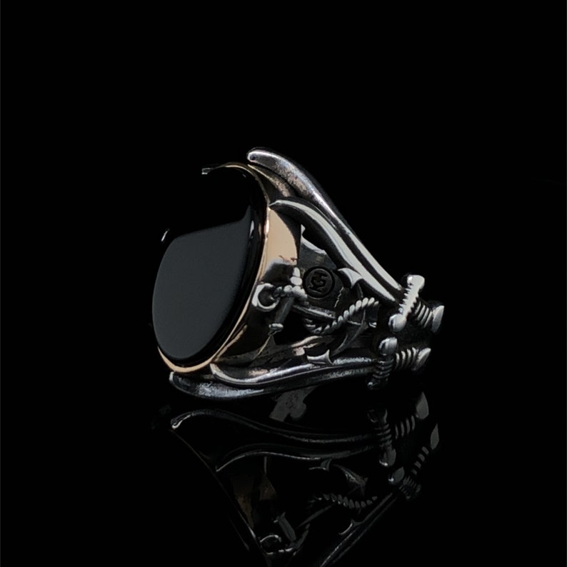 Mens Nautical Ring Navy Anchor Mens Ring Vintage Gothic Etsy