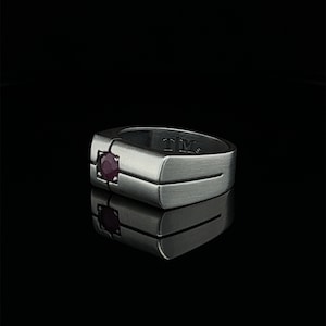 Stylish Ruby Gemstone Ring, Elegant Sterling Silver Wedding Band, Unique Comfort Fit for Men
