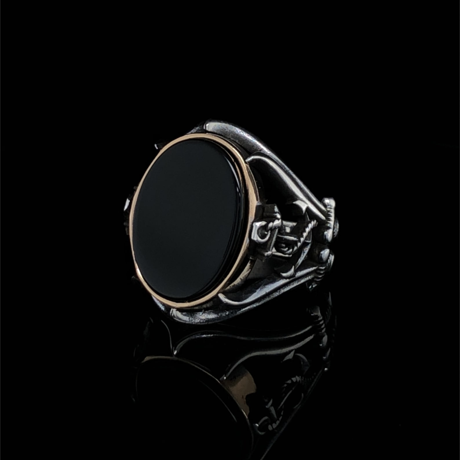 Mens Nautical Ring Navy Anchor Mens Ring Vintage Gothic Etsy