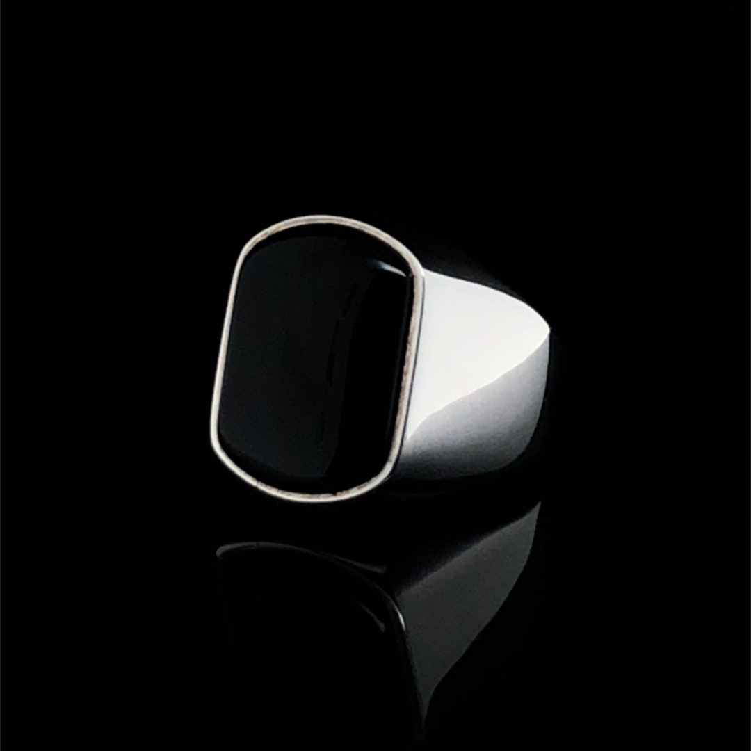 Black Sterling Silver Onyx Men's Ring Unique Rings for - Etsy