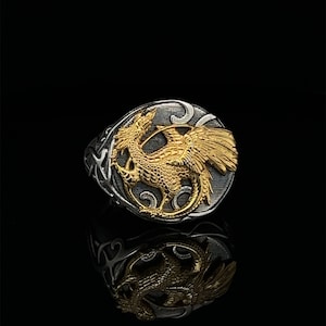Silver Dragon Ring, Mythical Beast Goth Ring, Animal Jewelry, Celtic Ring For Men, Punk Style, Unisex Ring, Statement Ring, Gift For Him