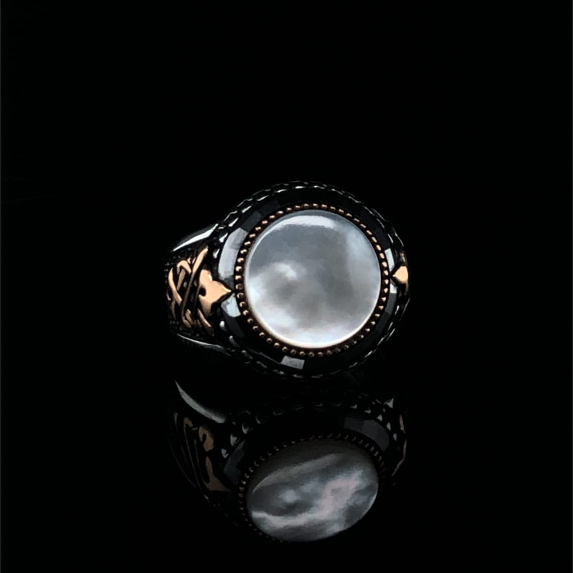 Mother of Pearl Men's Ring Sterling Silver Elegant Etsy