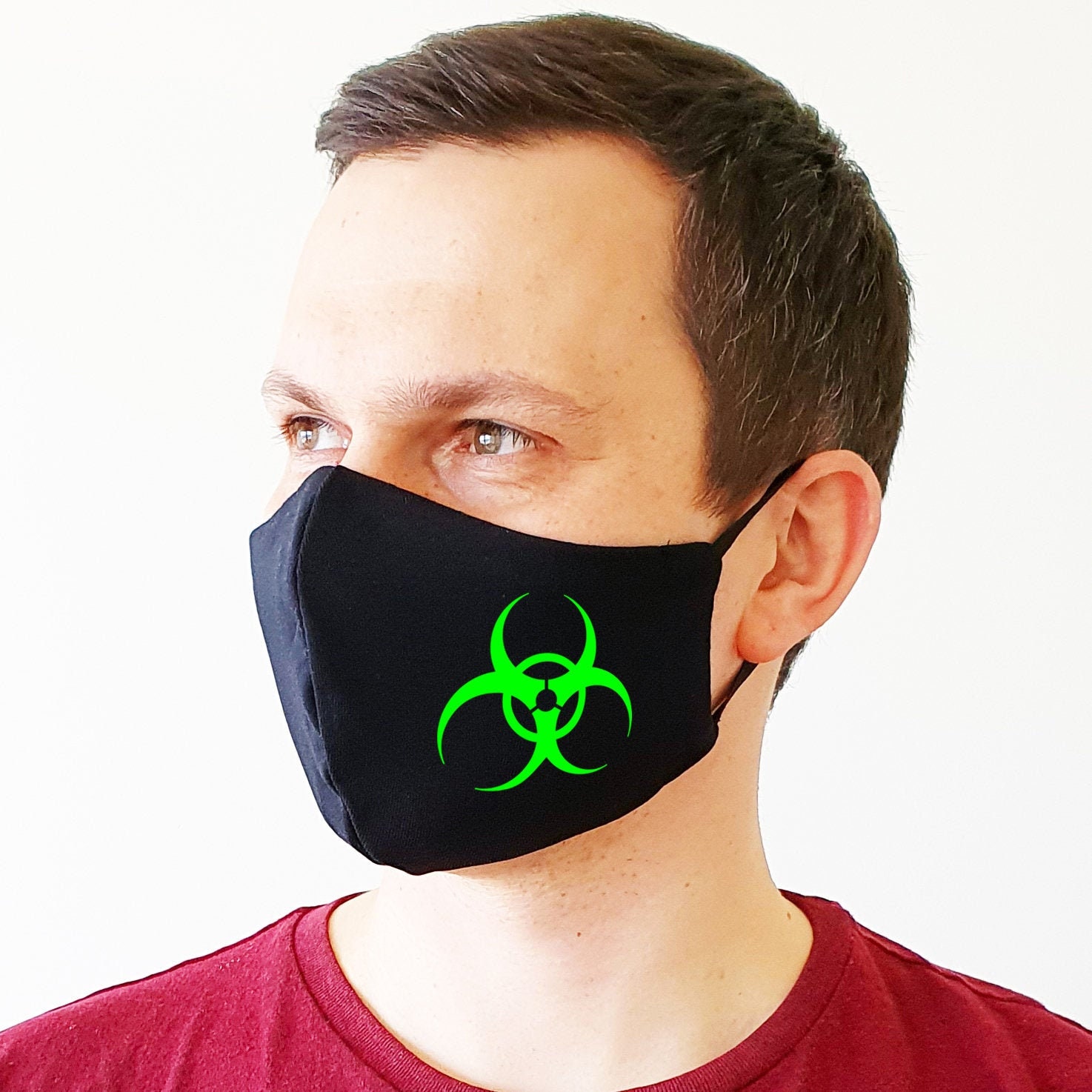 Gesichtsmaske Biohazard Radioaktive Zeichen Maske Schwarze Etsy